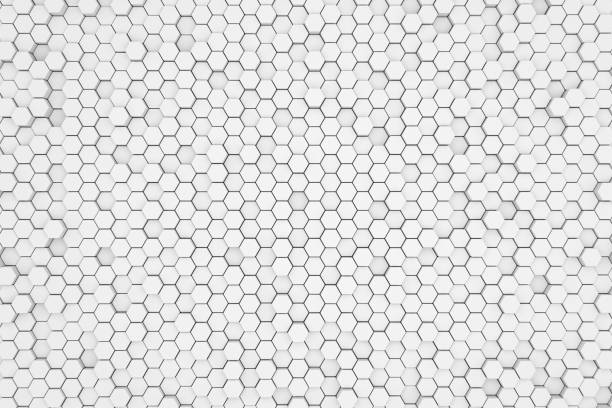 istock White hexagon 3D background texture. 3d rendering illustration. Futuristic abstract banner. 1443854615