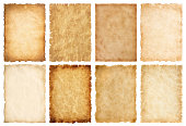 istock collection set old parchment paper sheet vintage aged or texture isolated on white background 1443855134