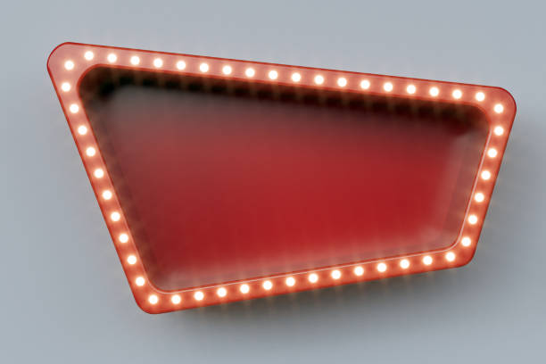 istock Red retro billboard with glowing neon lights - 3D Rendering 1443855396