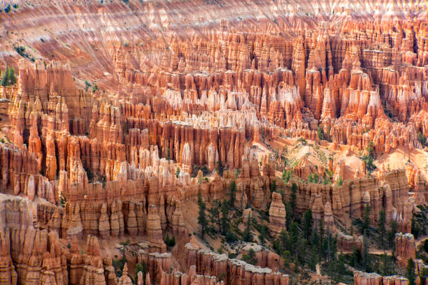 hoodoos 1 A long view of the Amphiter area of hoodoo formations in Bryce Canyon National Park. robert michaud stock pictures, royalty-free photos & images