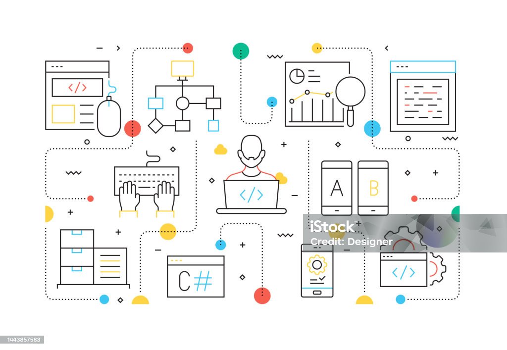 Programming Related Line Style Banner Design For Web Page Headline ...