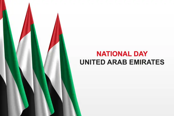 Vector illustration of Banner with UAE flag. National day of the United Arab Emirates