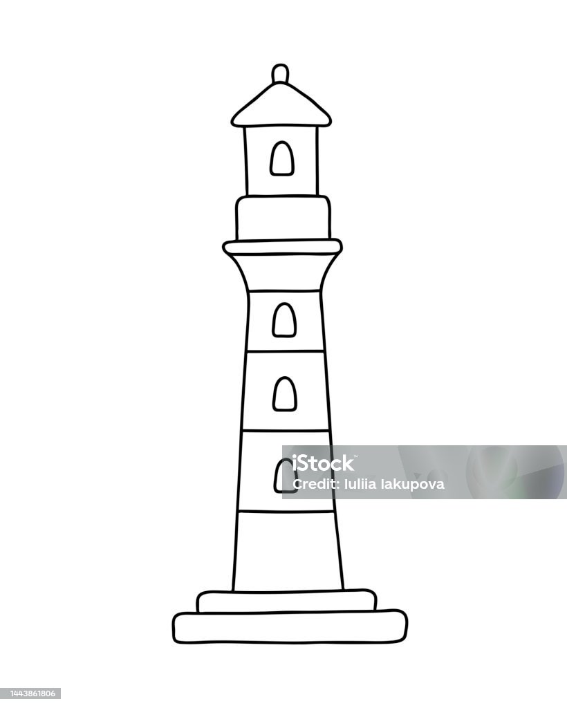 Vector Minh Họa Của Phác Thảo Ngọn Hải Đăng Bị Cô Lập Trên Nền ...