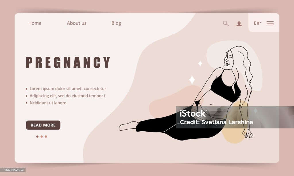 Happy Pregnancy Landing Page Template Website About Preparation For  Childbirth And Motherhood Prenatal Period Linear Pregnant Woman In Black  Underwear Vector Illustration In Minimalistic Style Stock Illustration -  Download Image Now - iStock