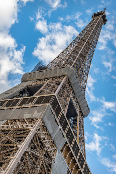 istock Quirky angle looking up at the Eiffel Tower, Paris, France 1443863045