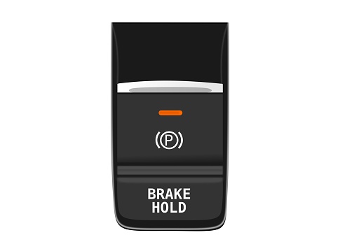 Auto brake hold buttons, electric parking brake, 3d vector rendering