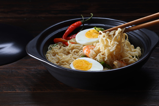 Spicy Instant Ramen Noodle Bowl Ready to Eat