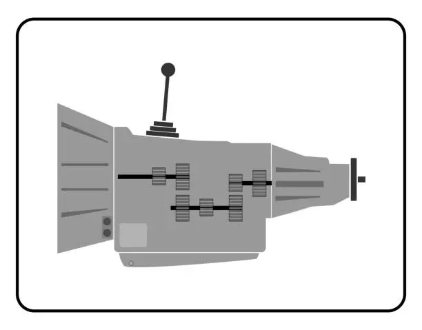 Vector illustration of car, truck manual transmission case with gear knob, vector illustration