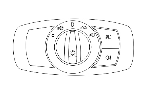 Luxury car headlight knob, switch, vector illustration