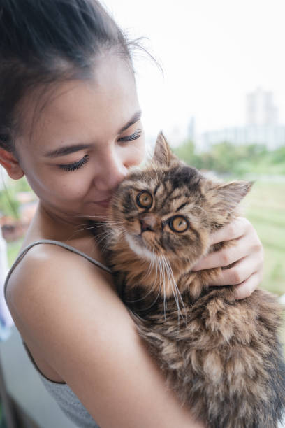 istock Woman playing with her cat at home 1443880045