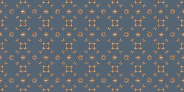 Vector illustration of Vector seamless ethnic oriental ikat traditional. Abstract ethnic pattern with geometric elements. Pattern colorful for background, carpet, clothing, wrapping, batik, illustration, embroidery style.