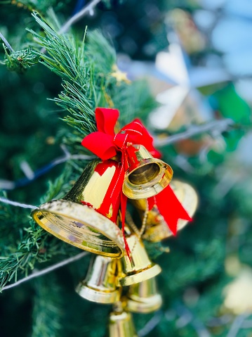 Close-up photo of Christmas decorations on the Christmas tree