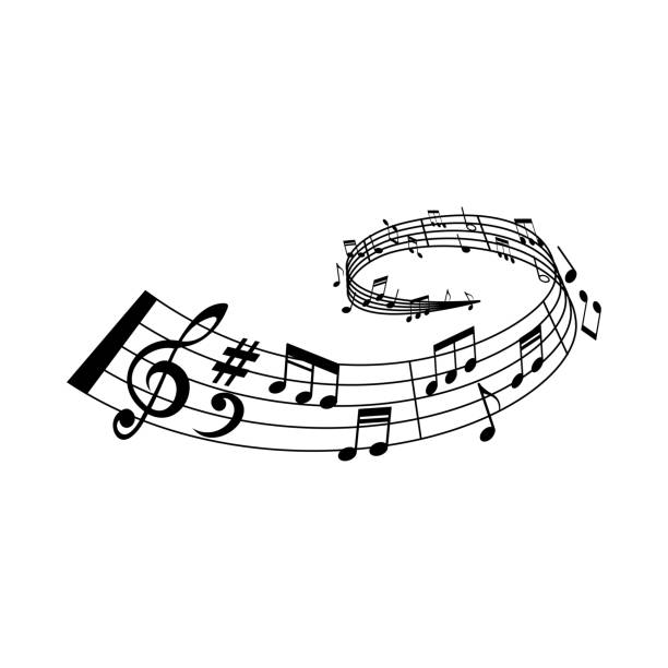 ilustrações de stock, clip art, desenhos animados e ícones de classic music sounds, song, symphony melody wave - musical staff musical note music musical symbol