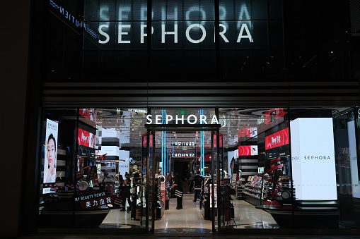 Beijing,China-September 14th 2022: facade of SEPHORA retail store. Beauty products retailer