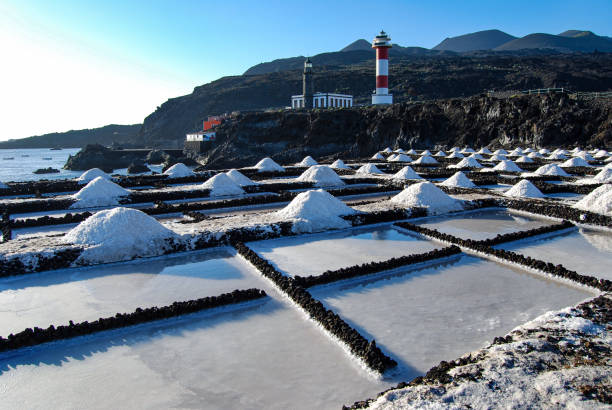 salinas de fuencaliente on the island of la palma - la fuencaliente imagens e fotografias de stock