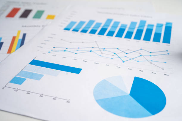 istock Chart or graph paper. Financial, account, statistic and business data concept. 1443901468