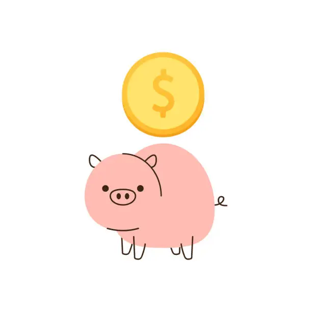 Vector illustration of Piggy character design. Pig vector. Piggy business cartoon vector.