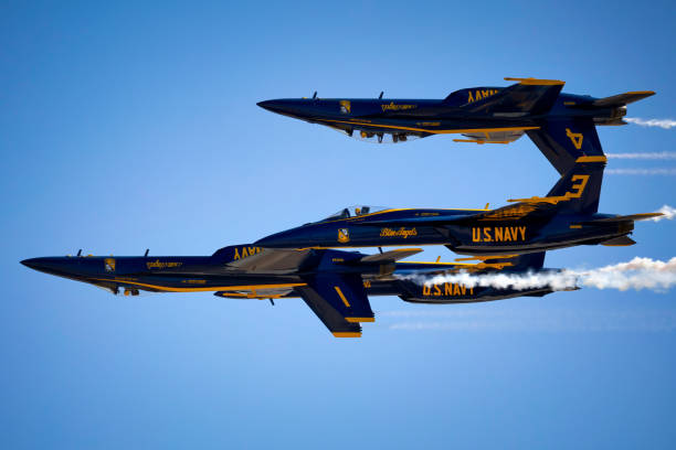 Angelic Performance San Diego, California, USA - September 23, 2022: The US Navy Blue Angels perform at the 2022 Miramar Airshow. miramar air show stock pictures, royalty-free photos & images