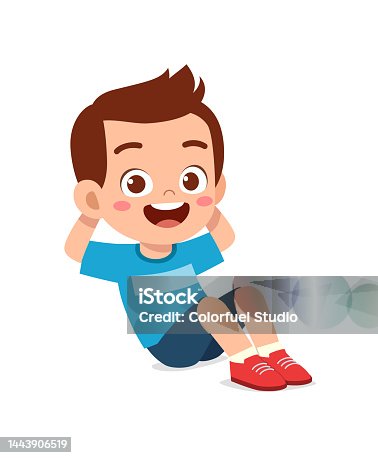 istock little kid do exercise named sit up 1443906519