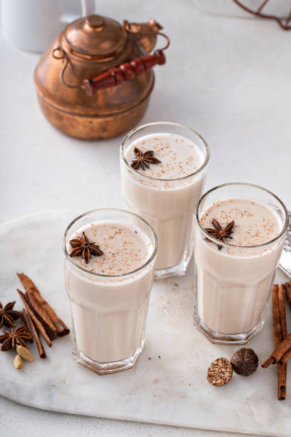 istock Chai in tall glasses with whole spices 1443907802