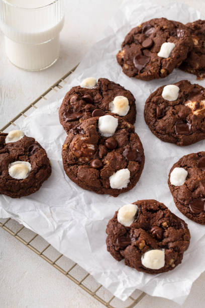 istock Chocolate chip and marshmallow dark chocolate cookies 1443907918