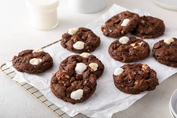 istock Chocolate chip and marshmallow dark chocolate cookies 1443907923