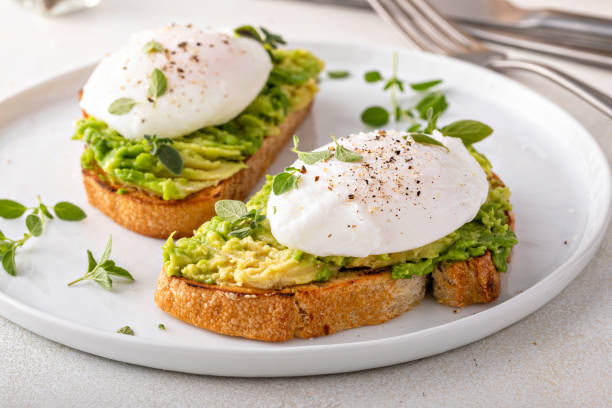istock Avocado toast with a poached egg on top 1443907937