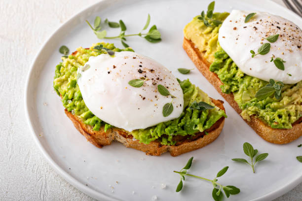 istock Avocado toast with a poached egg on top 1443907949
