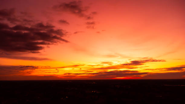 istock Beautiful light on sunset, taken from a drone.sunset and sunrise. 1443908905