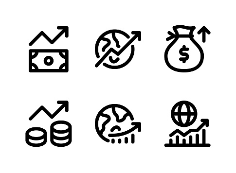 Simple Set of Market Economy Related Vector Line Icons. Contains Icons as Profit, Global Growth, Income and more.