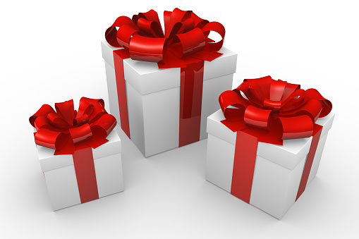 Set of Christmas gift boxes on white background. Banner design