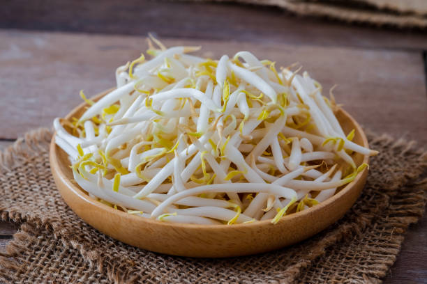 istock Bean sprouts on wooden plate 1443911503