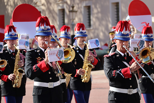 Monaco, Monaco - 11.19.2022 : Solemn orchestra at the celebration of Monaco's National Day