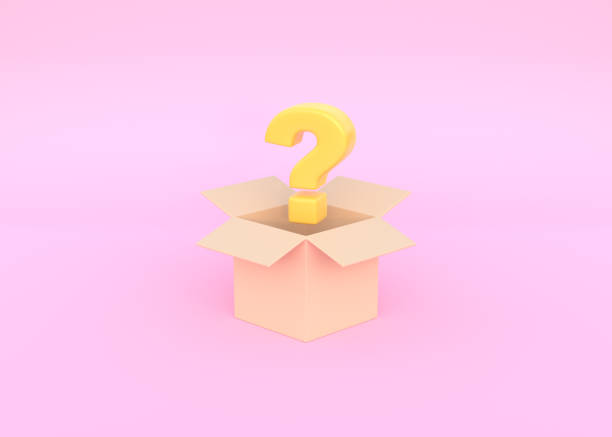 istock Brown box with a question mark on a pink background 1443912422
