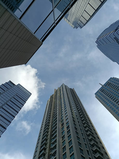 istock Skyscraper landscape and the blue sky. 1443914272