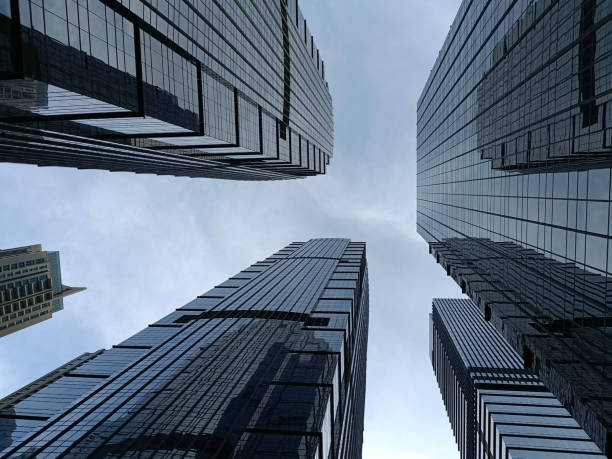 istock Skyscraper landscape and the blue sky. 1443914325