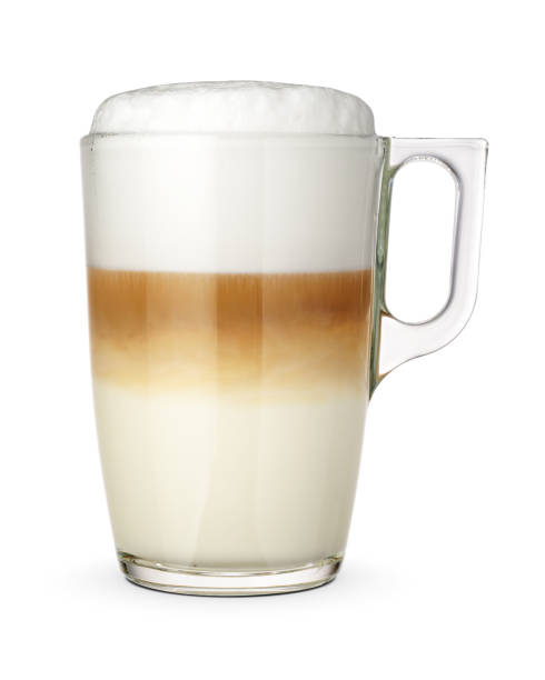 istock Latte coffee in a transparent glass cup isolated. 1443915578