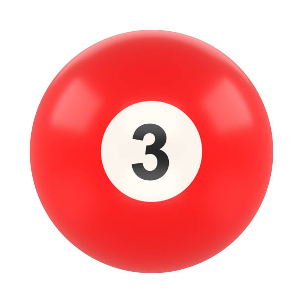 istock Billiard ball number three red color isolated on white background 1443918024