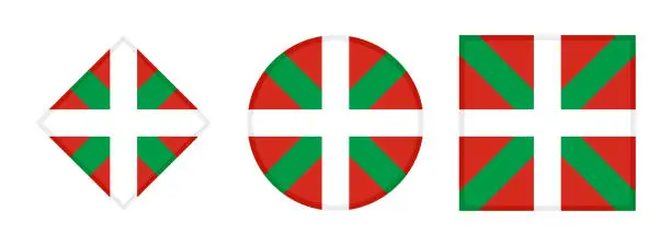 Vector illustration of basque flag icon set. vector illustration isolated on white background