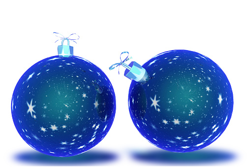xmas christmas ball isolated blue with stars  for background - 3d rendering