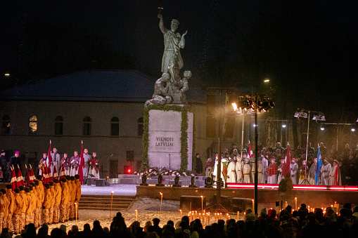 Rezekne, Latvia - November 18, 2022 near monument to the liberation of Latgale officially called “Unified for Latvia”