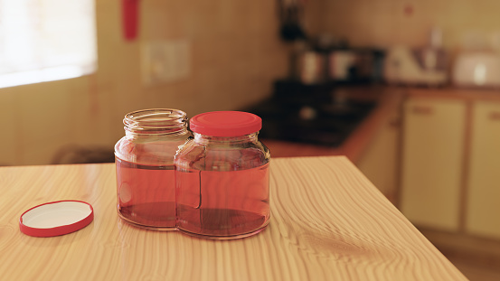 Weird double honey jar in the kitchen. 3D digital render