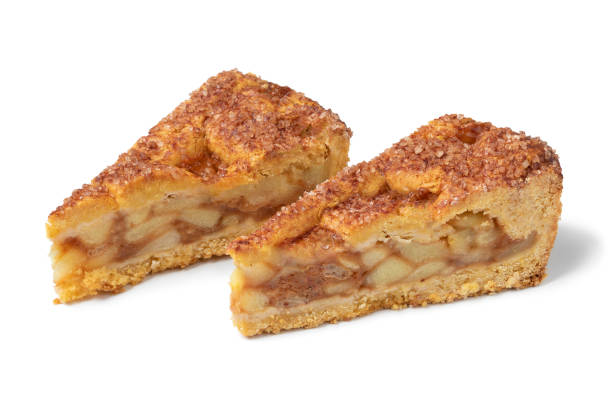 istock Pair of traditional fresh Dutch apple pie on white background 1443923807