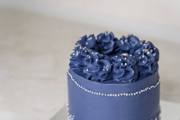 istock Fancy wedding cake. Pastry dessert from above. 1443924191