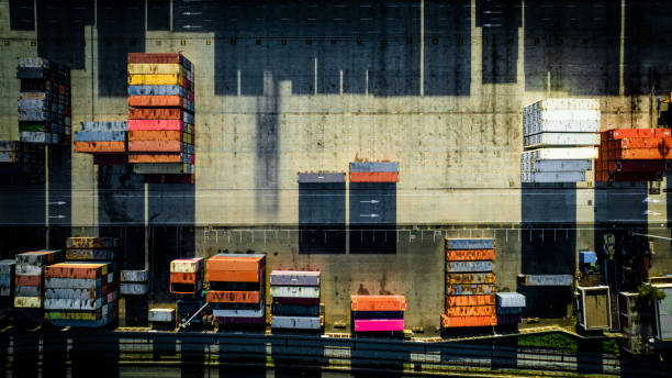 istock A container terminal in Lisbon nearby the river and its components. 1443929509