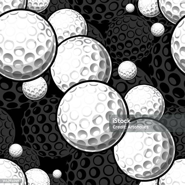 Golf Ball Repeating Tile Background Golf Balls Seamless Pattern Vector