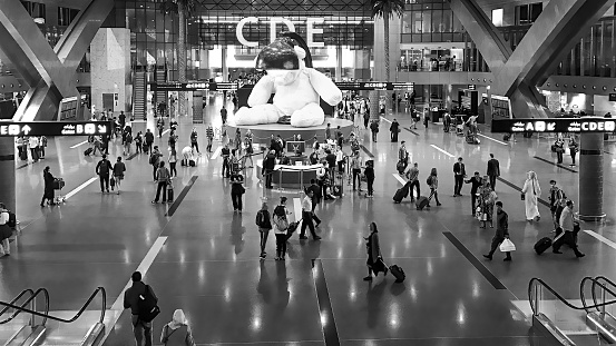 Doha, Qatar - December 3, 2016: Interior of Hamad International Airport.