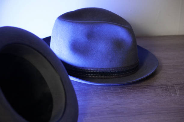 men's hat, classic look, vintage look, retro look. - hat trick imagens e fotografias de stock