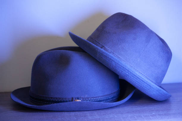 men's hat, classic look, vintage look, retro look. - hat trick imagens e fotografias de stock