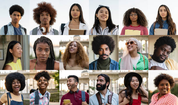 istock Many happy and diverse young people different ethnicities, HR society database concept. 1443940383